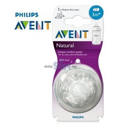 AVENT Natural Medium Flow Teat 3m+ (3 Hole) Twin Pack